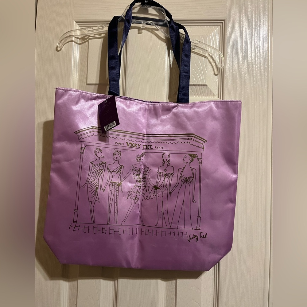 Vicky Tiel Purple Satin Tote Bag